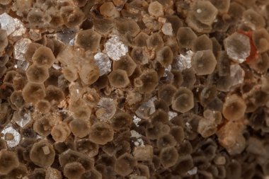 Siyah arka plan üzerinde makro taş Aragonit minerali