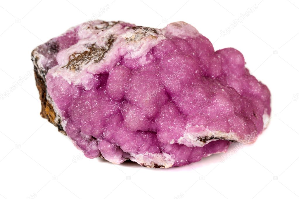 Macro stone cobalt calcite mineral on white background