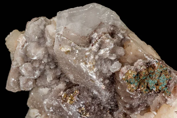Mineral Albit Batu Makro Pada Hitam Putih Menutup — Stok Foto