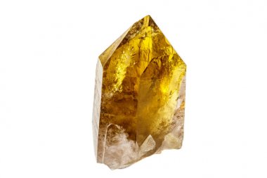 Beyaz arka planda makro mineral taş Sitrin