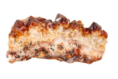 Beyaz arka planda makro mineral taş Sitrin