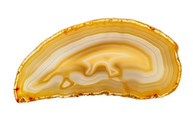 Beyaz arka planda makro taş Akik minerali