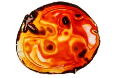 Beyaz arka planda makro taş Akik minerali