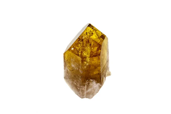 Macro pierre minérale Citrine sur fond blanc — Photo