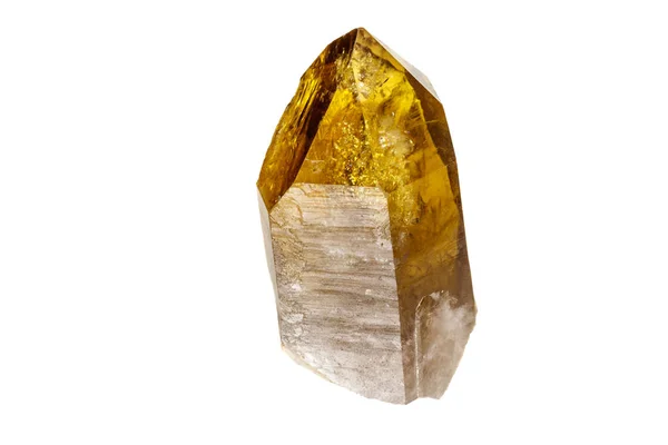 Macro pierre minérale Citrine sur fond blanc — Photo