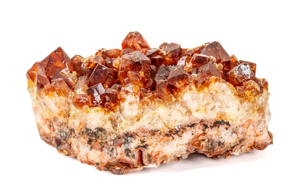 Beyaz arka planda makro mineral taş Sitrin — Stok fotoğraf