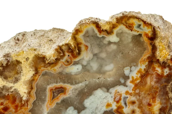 Makró kő Achát ásványi fehér háttér — Stock Fotó