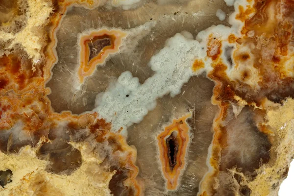 Macro steen Agaat minerale op witte achtergrond — Stockfoto