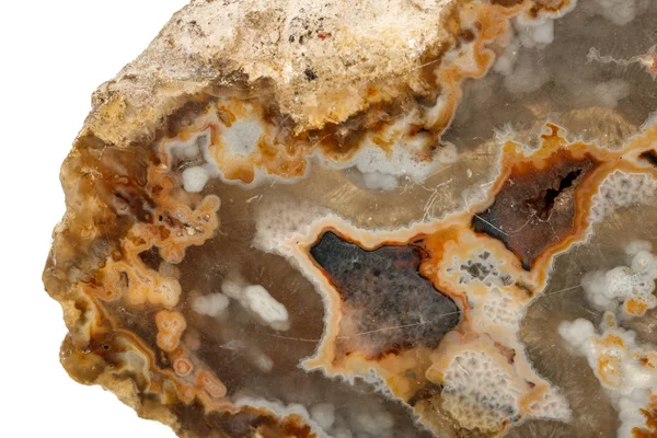Makró kő Achát ásványi fehér háttér — Stock Fotó