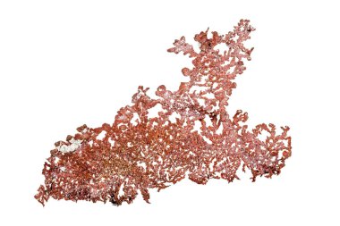 Beyaz arka plan üzerine makro bakır mineral taş