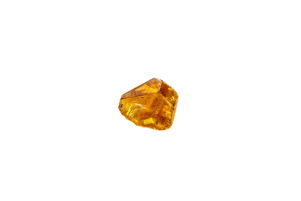 Pierre minérale diamant macro jaune sur fond blanc — Photo