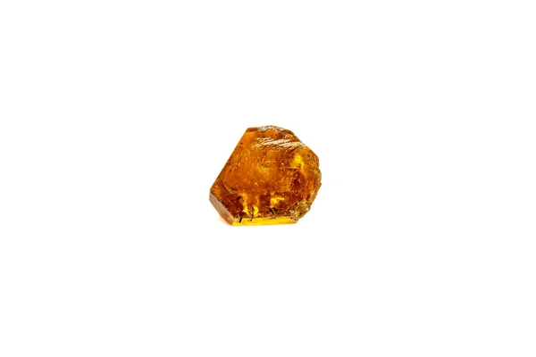Makro gul diamant mineral sten på vit bakgrund — Stockfoto