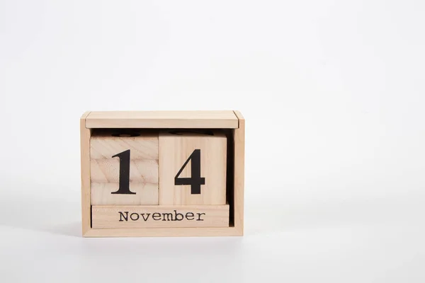 Holzkalender 14. November auf weißem Hintergrund — Stockfoto