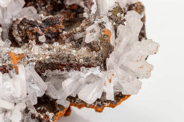 Macro mineral stone crystals Hemimorphite rock on a white backgr — Stock Photo, Image