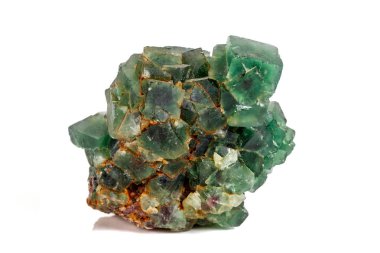 Beyaz arka planda makro taş Florit minerali