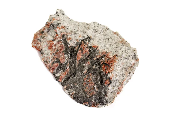 Macro av en sten stibnite mineral på en vit bakgrund — Stockfoto