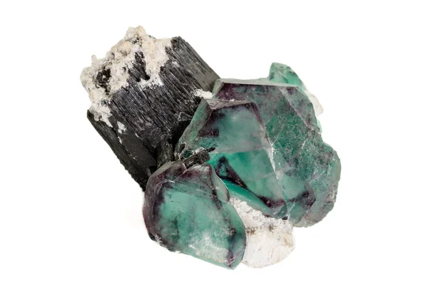 Pedra de fluorite mineral macro no fundo branco — Fotografia de Stock