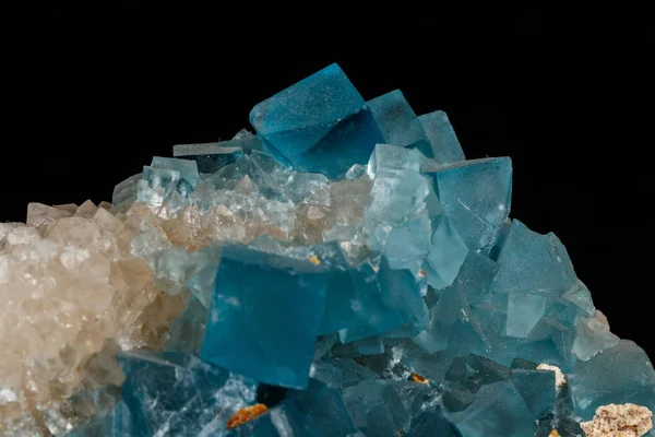 Macro mineral fluorite stone on black background — Stock Photo, Image