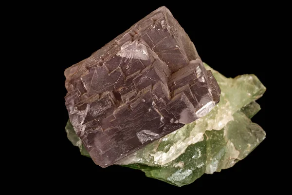 Batu fluorit mineral makro pada latar belakang hitam — Stok Foto