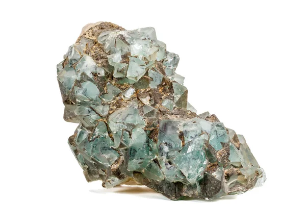 Macro pedra mineral fluorita sobre fundo branco — Fotografia de Stock