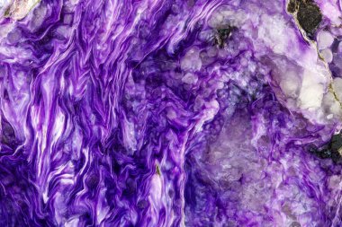 Beyaz arka plan üzerinde makro taş Charoite mineral