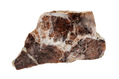 Beyaz arka planda Macro Stone Nepheline mineral