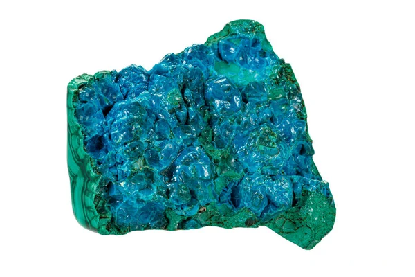Makro bir mineral taş chrysocolla Malachite beyaz bir arka plan müziği