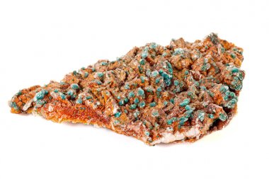 Beyaz bir arka planda makro taş mineral Wulfenite 