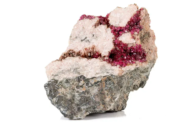Macro stone Erythrite mineral on white background — Stock Photo, Image