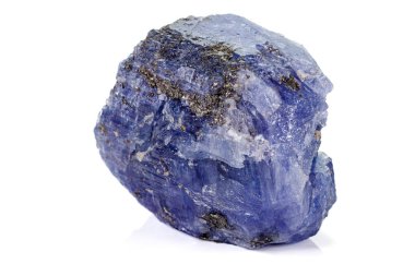 Macro blue tourmaline mineral stone on white background clipart