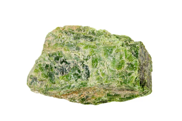Makró Diopside ásványi kő fehér alapon — Stock Fotó