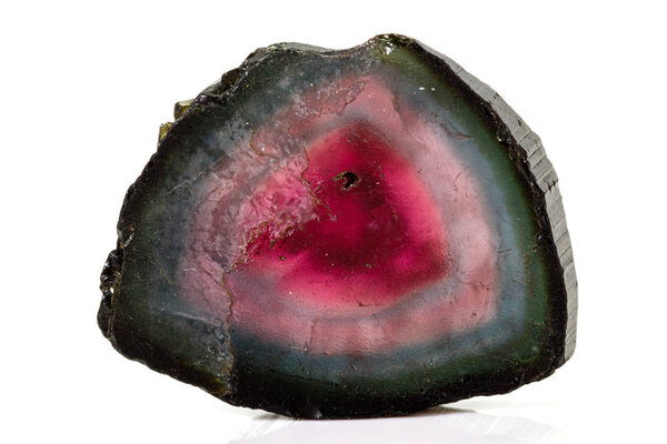 Macro tourmaline mineral stone on white background