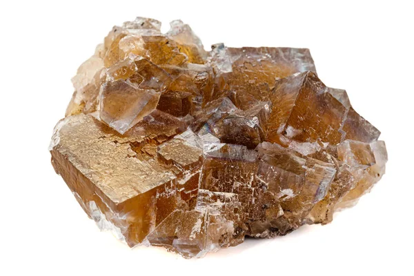 Beyaz arka planda makro taş mineral florit — Stok fotoğraf