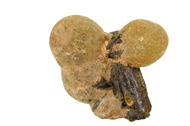 Beyaz arka plan üzerinde makro taş Prehnite minerali