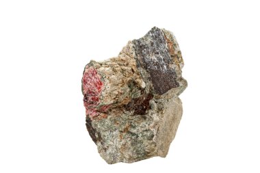 Beyaz arka planda makro taş minerali Aktinolit