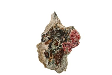 Beyaz arka planda makro taş minerali Aktinolit