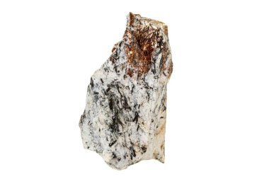 Beyaz arka plan üzerinde makro taş Astrophyllite mineral 