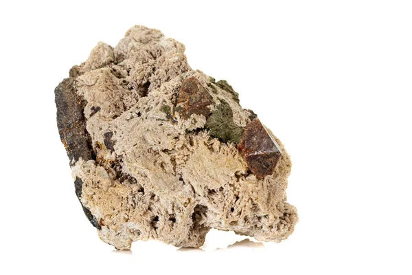 Mineral Zircon batu makro pada latar belakang putih — Stok Foto