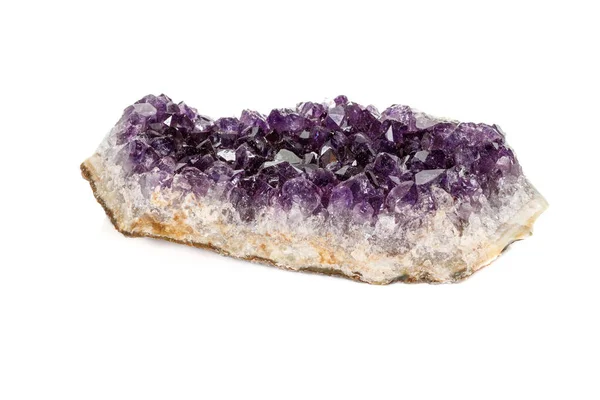 Amethyst Crystal Druse Makro Ásványi Fehér Háttér Közelről — Stock Fotó