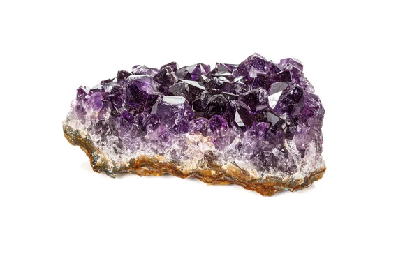 Amethyst Crystal Druse Makro Ásványi Fehér Háttér Közelről — Stock Fotó