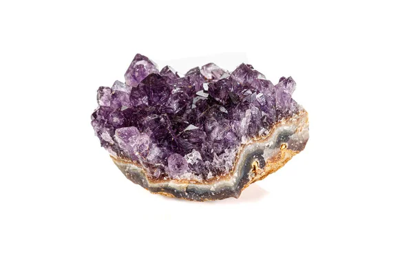 Amethyst Crystal Druse  macro mineral on white background — Stock Photo, Image