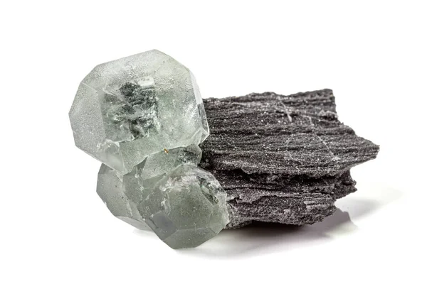 Makrostein Fluorit Mineral auf weißem Hintergrund — Stockfoto