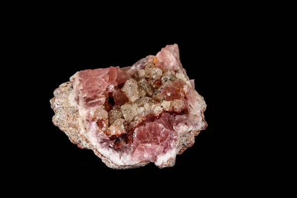 Macro mineral stone Pink Amethyst on a black background — Stock Photo, Image