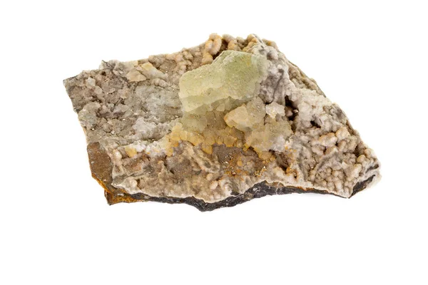 Pedra de fluorite mineral macro no fundo branco — Fotografia de Stock