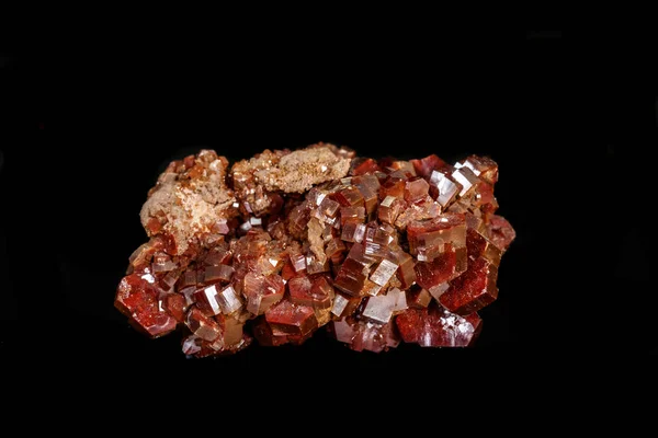 Macro mineral stone Vanadinite on a black background — Stock Photo, Image