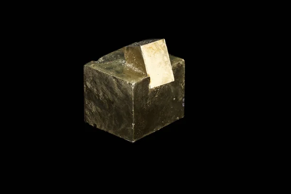 Macro mineral stone Pyrite on a black background — Stock Photo, Image