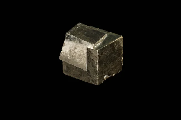 Macro mineral stone Pyrite on a black background — Stock Photo, Image