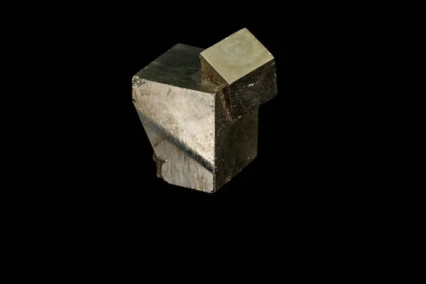 Macro mineral stone Pyrite on a black background — Stock Photo, Image