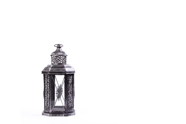 Beautiful vintage metal lantern on a white background — Stock Photo, Image