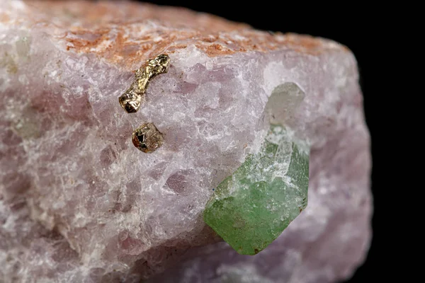 Macro mineral stone pargasite on black background — Stock Photo, Image